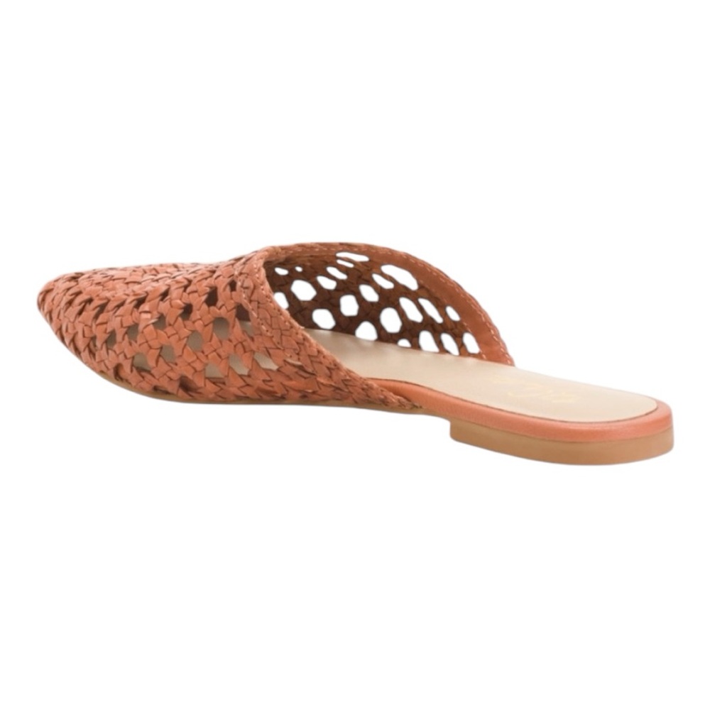 42 GOLD Tan Leather Charmed Woven Mules - Picture 3 of 5
